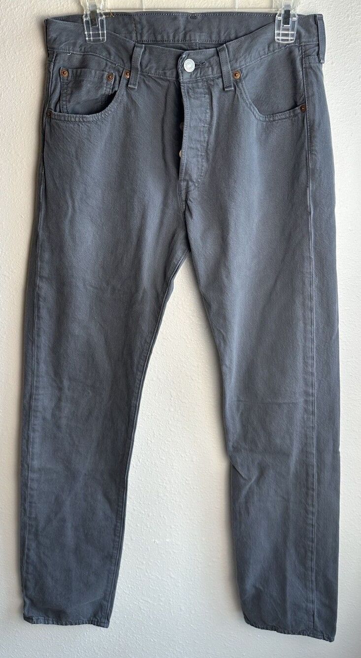 Levi’s 501 Gray Button Fly Jeans Men’s W30 L34 Straight Leg Denim Pants